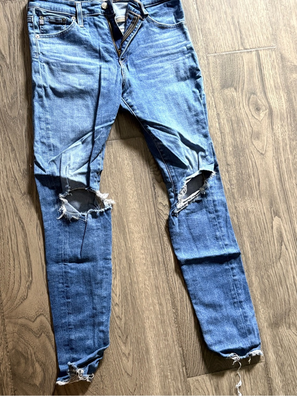 Ag Adriano Goldschmied Women's Skinny Distressed Blue Jeans